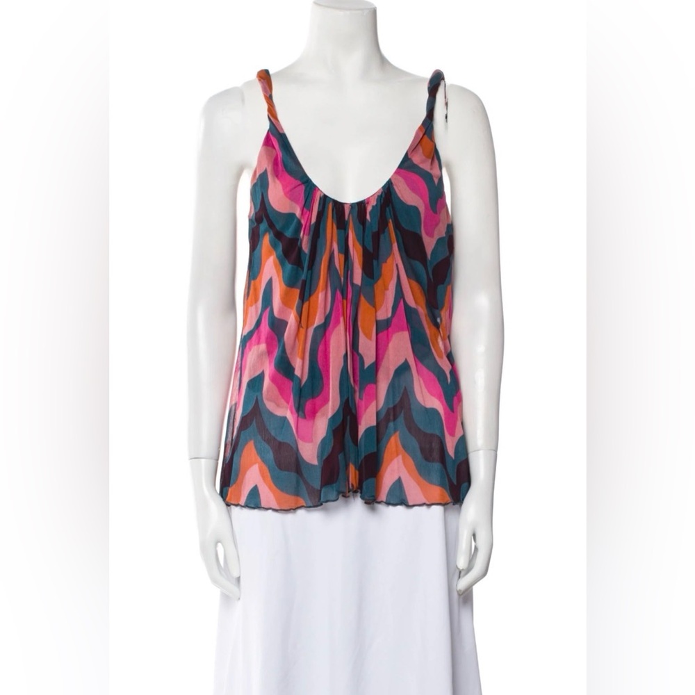 Diane Von Furstenberg 100% Silk Patterned Tank Top, size M